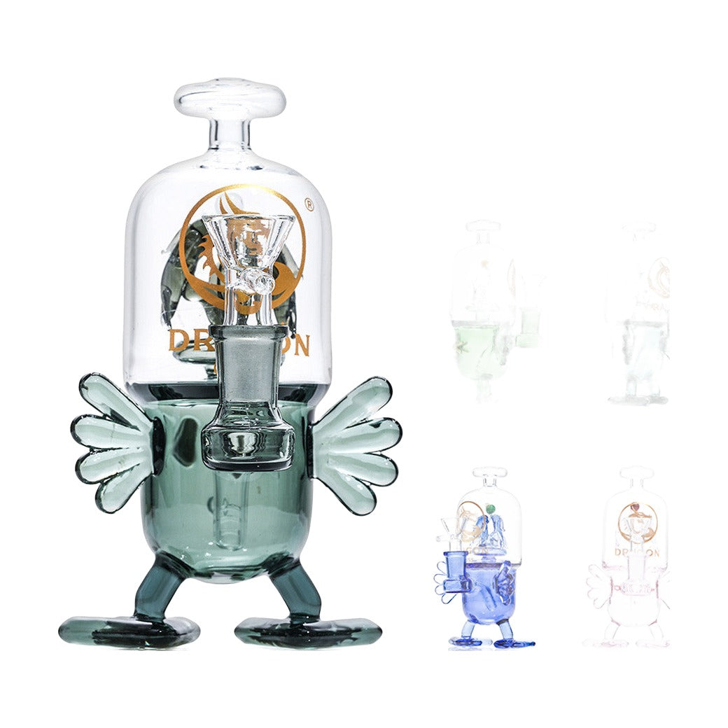 Dragon Glass Alien Character Mini Water Pipe With Inline Perc - 260 Grams - 6.5 Inches - Assorted Colors [DGE-488]