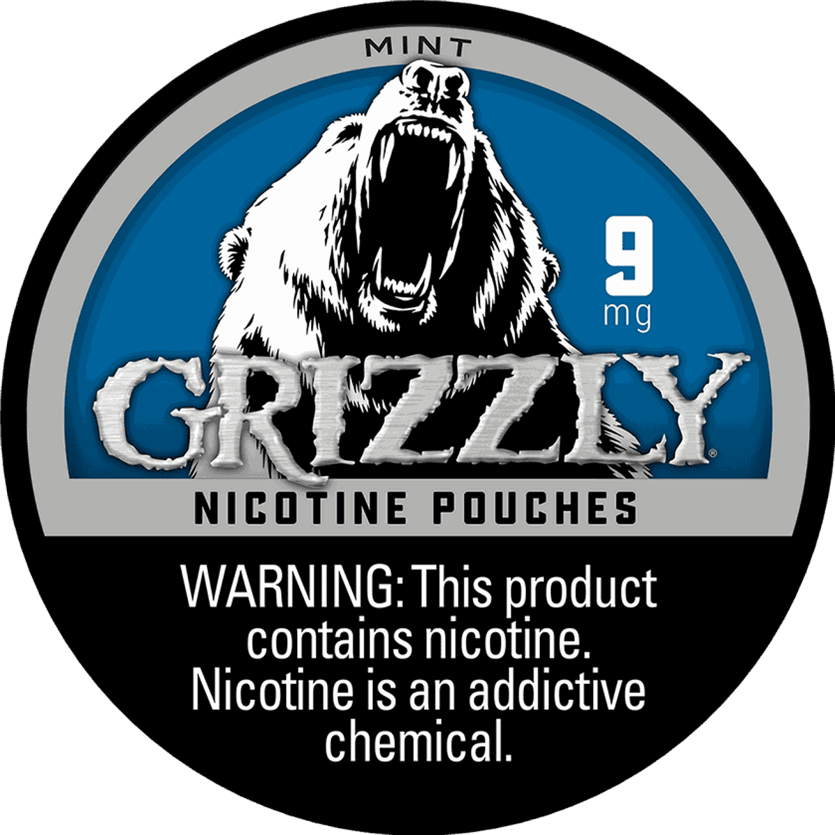 Grizzly Mint 9mg Nicotine Pouches - Single Can
