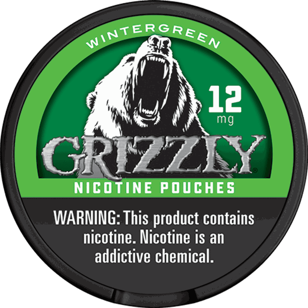 Grizzly Wintergreen 12mg Nicotine Pouches - Single Can