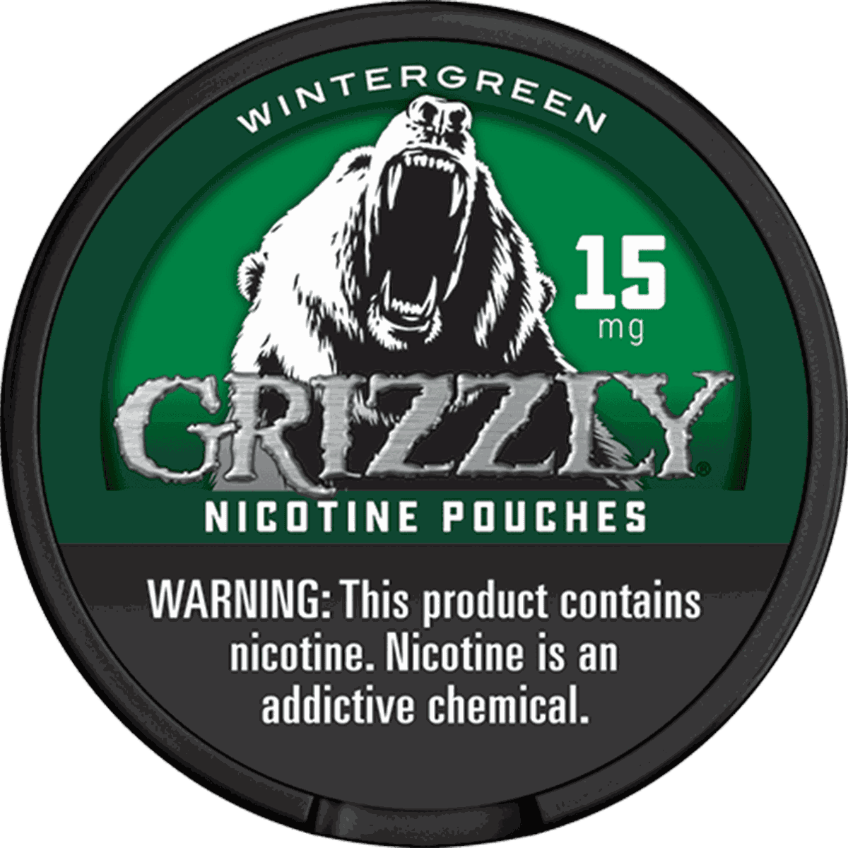 Grizzly Wintergreen 15mg Nicotine Pouches - Single Can