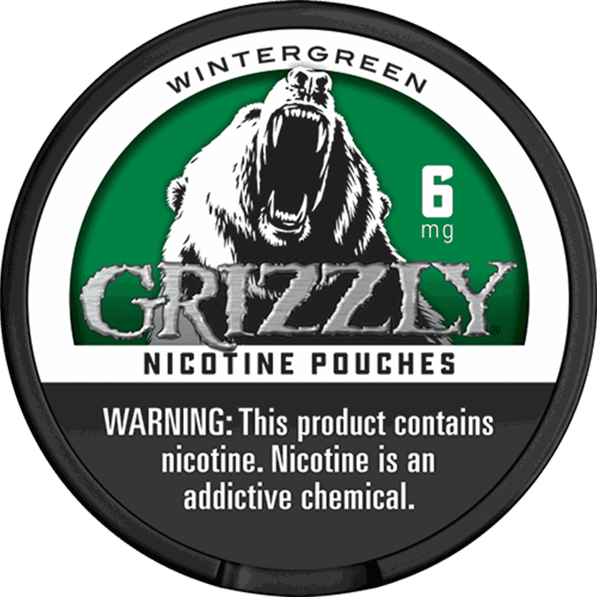 Grizzly Wintergreen 6mg Nicotine Pouches - Single Can