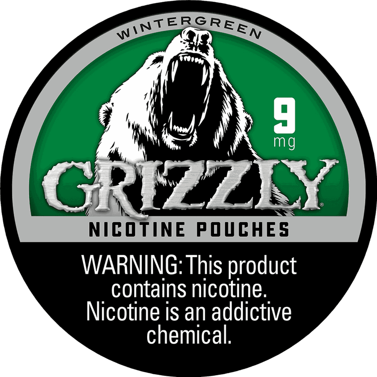 Grizzly Wintergreen 9mg Nicotine Pouches - Single Can