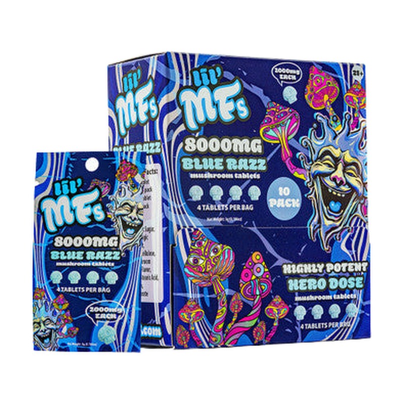 LIL' MFs Hero Dose Mushroom Extract Tablets 8000MG - 4ct Pack – Blue Razz