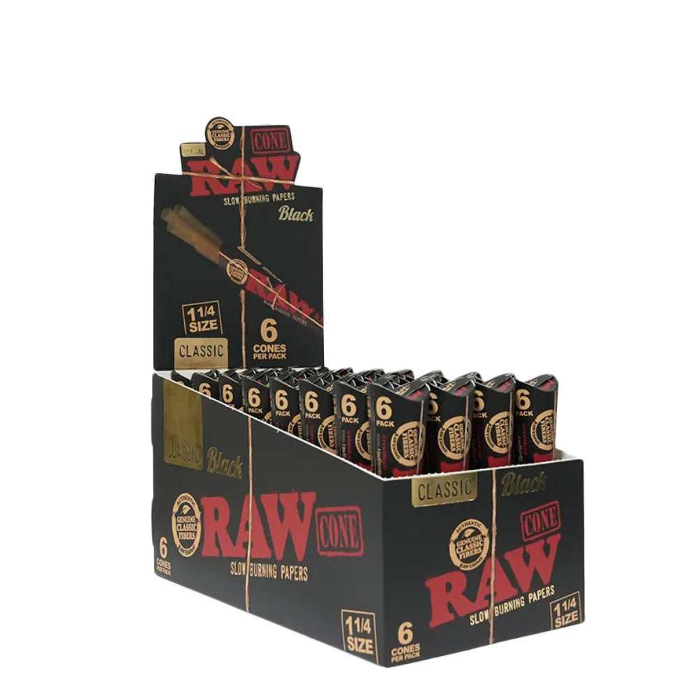 RAW Cone Rolling Papers - 1 1/4 Size - 32 Pack - 6 Cones Per Pack