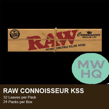 RAW Rolling Papers - Connoisseur King Size Slim + Tips - 24 Pack
