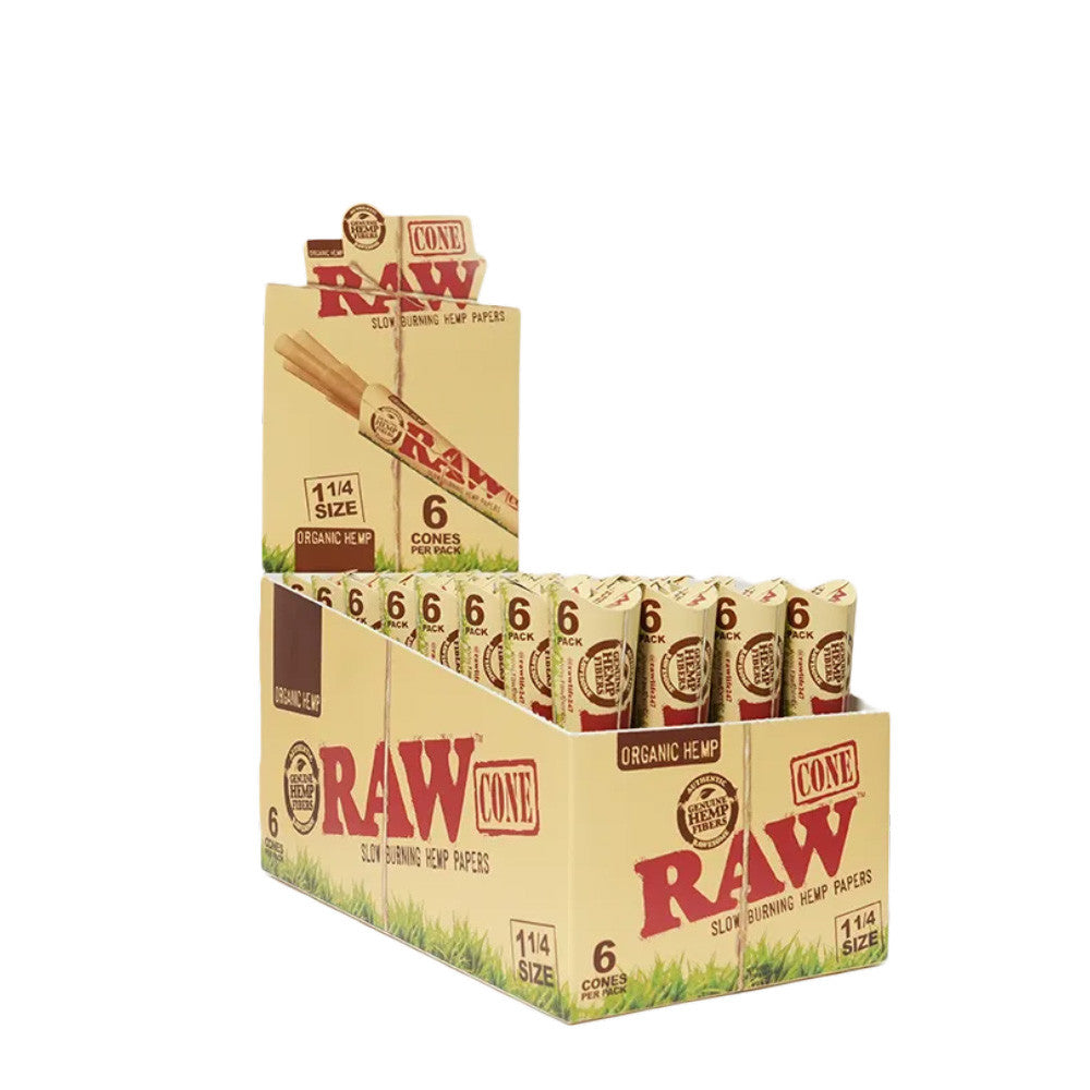 RAW Cone Rolling Papers - 1 1/4 Size - 32 Pack - 6 Cones Per Pack