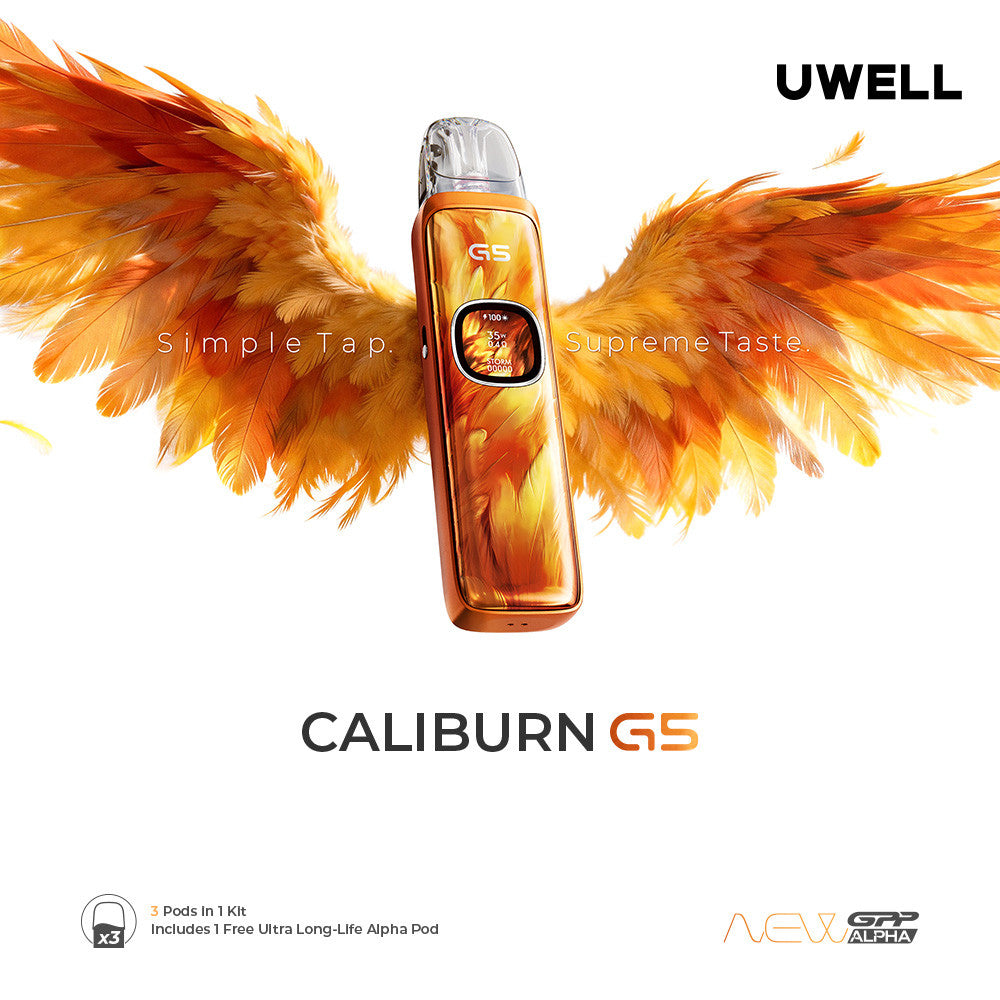 Uwell CALIBURN G5 1600mAh Pod System Starter Kit With 3 x 3ML Refillable CALIBURN GPP Cartridge Pod