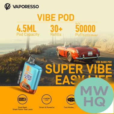 Vaporesso Vibe Nano Pro 1500mAh Pod System Starter Kit With 4.5ML Refillable Vibe Series Cartridge Pod