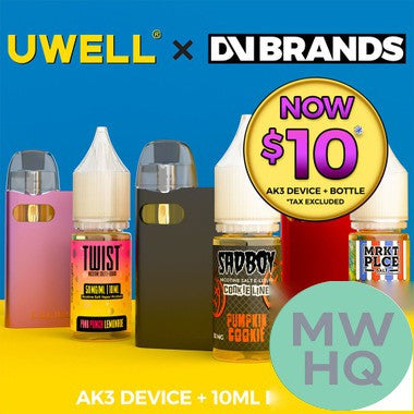 Uwell CALIBURN KOKO AK3 520mAh Pod System Starter Kit With 2 x 2ML Refillable A3S Pods & 10ML 50mg Salt Nicotine E-Liquid Bottle – / Flavors: