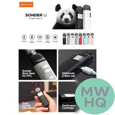 GeekVape Sonder U 1000mAh Pod System Starter Kit With Refillable 2ML Pod