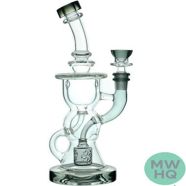 Calibear BTK Recycler Glass Water Pipe Dab Rig Thick Base With Three Seed of Life Perc - 425 Grams - 9 Inches [GB806]