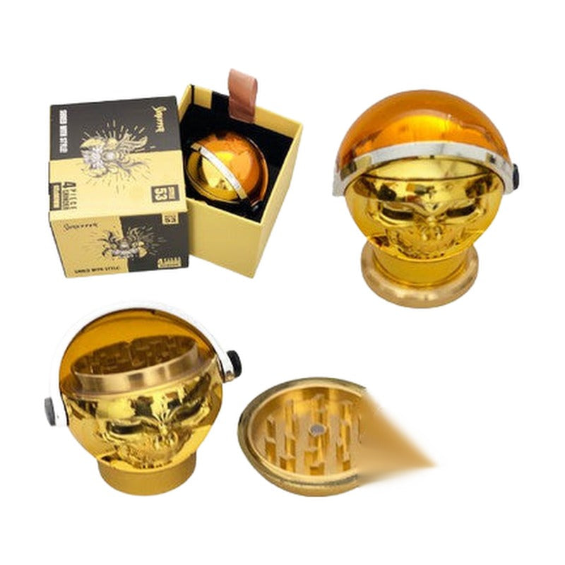 Shredder Large Grinder Skull With Helmet Design - Style 53 - 65mm - 4 Part