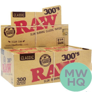 RAW 300's Classic 1 1/4 Size Rolling Papers - Pack of 300