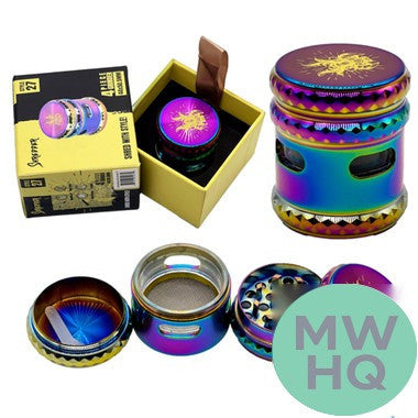 Shredder 4 Piece Extra Small Grinder With Horizontal Window - Style 27 - 44mm - 4 Part – Rainbow