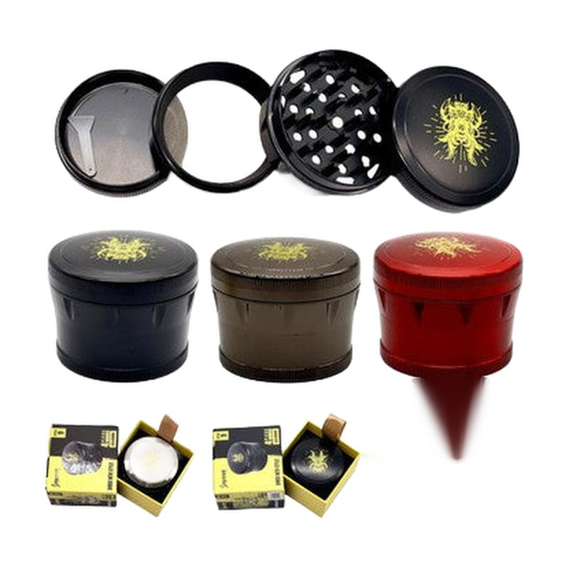 Shredder 4 Piece Extra Large Grinder - Style 9 - 63mm - 4 Part - Assorted Colors