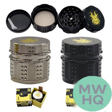 Shredder 4 Piece Small Grinder Studded Grip Design - Style 18 - 52mm - 4 Part - Assorted Colors