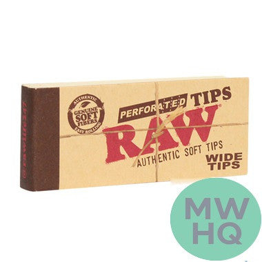 RAW Perforated Tips - Natural Slow Burning Hemp And Cotton Tips - Wide Size - 50 Pack