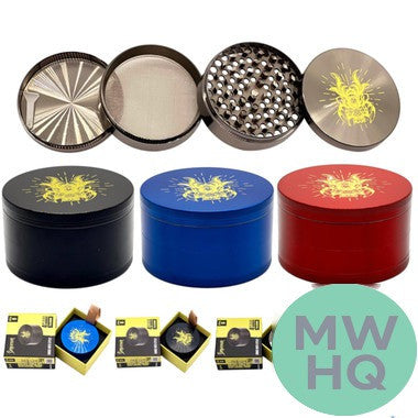 Shredder 4 Piece Extra Large Grinder - Style 8 - 75mm - 4 Part - Assorted Colors