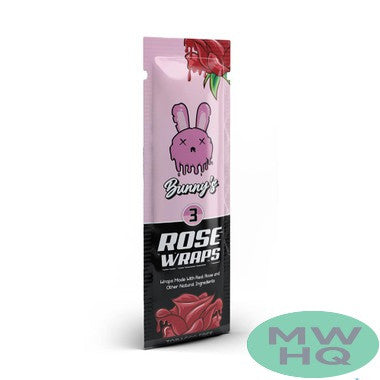 Bunny's Tobacco & Nicotine Free Vegan Rose Wraps Made By Cali Pods - Pack of 3