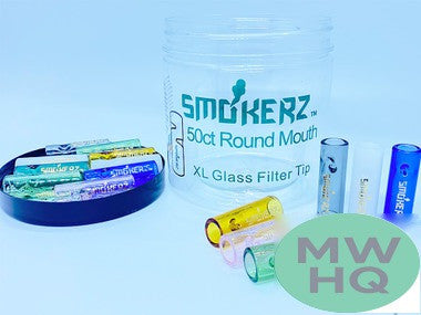 Smokerz Glass XL Filter Mouth Tips - Assorted Colors - 50ct Jar