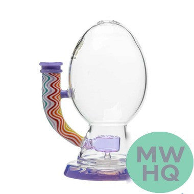 Calibear Wig Wag Big Oval Egg Glass Water Pipe Dab Rig With Seed of Life Perc - 330 Grams - 6 Inches [GB128-WW]
