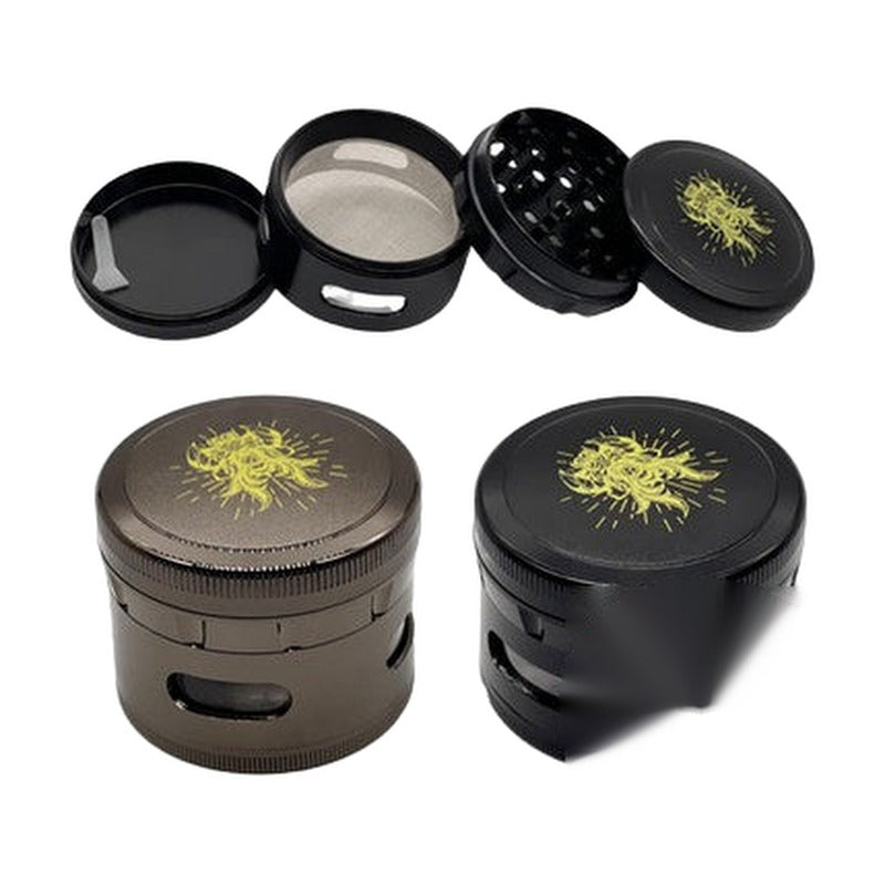 Shredder 4 Piece Large Grinder With Horizontal Window - Style 30 - 63mm - 4 Part - Assorted Colors