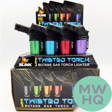 Blink Mini Metallic Twisted Torch Butane Gas Torch Lighter - Assorted Colors [11732]