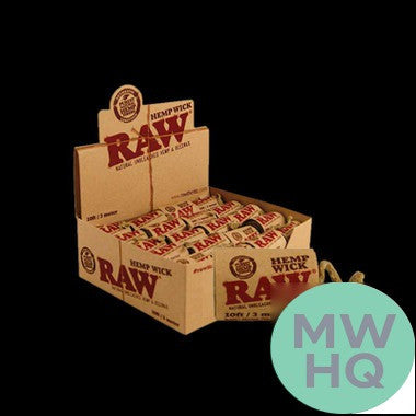 RAW Hemp Wick Rolls - 10 Feet / 3 Meters - 40 Rolls Per Box