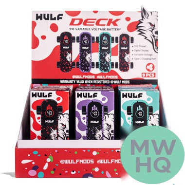 Wulf Mods Deck Skateboard 500mAh 510 Preheat VV Battery - Assorted Colors