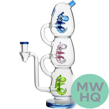 Calibear Triple Yoshi Egg Glass Water Pipe Dab Rig With Thick Base - 500 Grams - 11 Inches [GB540]
