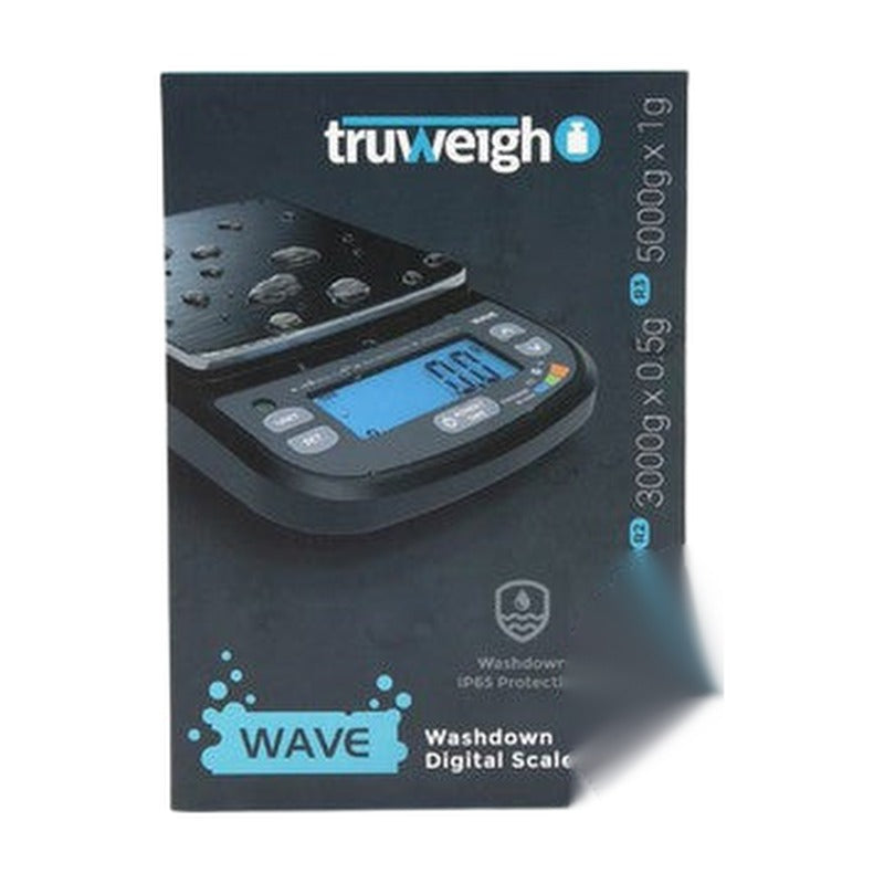 Truweigh WAVE IP65 Rated Washdown Digital Scale - 1000g x 0.1g / 3000g x 0.5g / 5000g x 1g