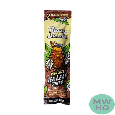 Blazy Susan Tea Leaf King Size Cones Tobacco & Nicotine Free Vegan - Pack of 2
