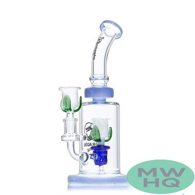 Dragon Glass Flower Theme Thick Base & Bent Neck Water Pipe - 580 Grams - 10 Inches - Assorted Colors [DGE-464]