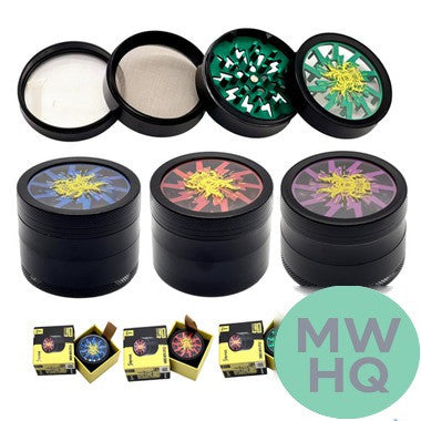 Shredder 4 Piece Large Grinder - Style 7 - 63mm - 4 Part - Assorted Colors