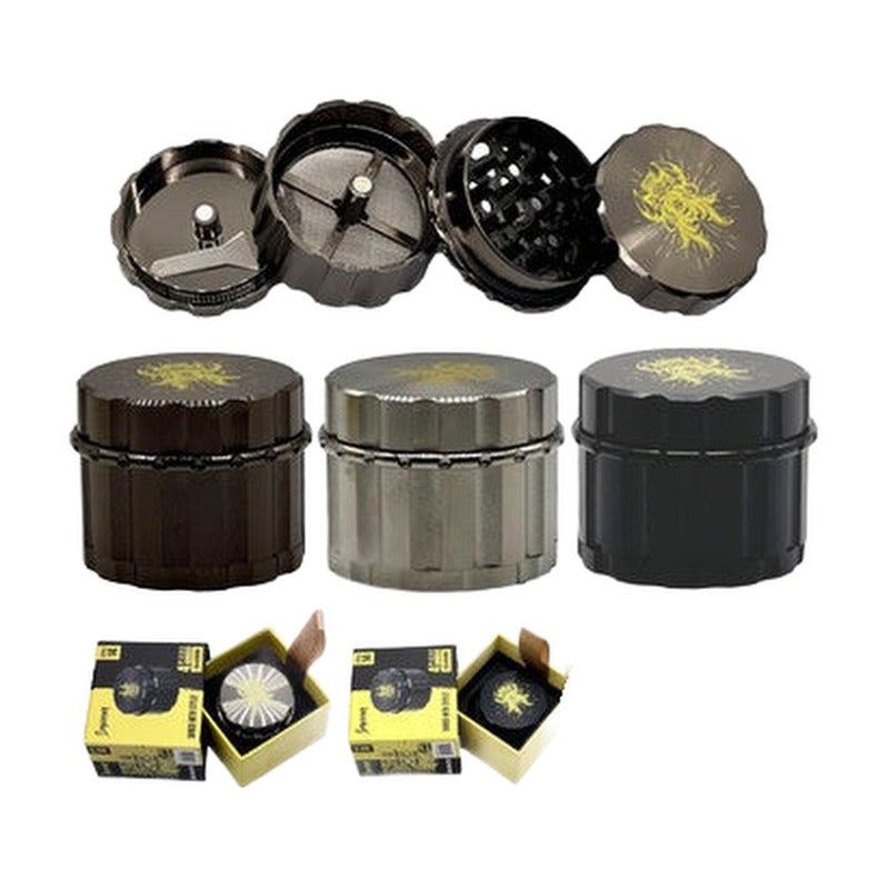 Shredder Medium Grinder Grip Design - Style 14 - 55mm - 4 Part - Assorted Colors