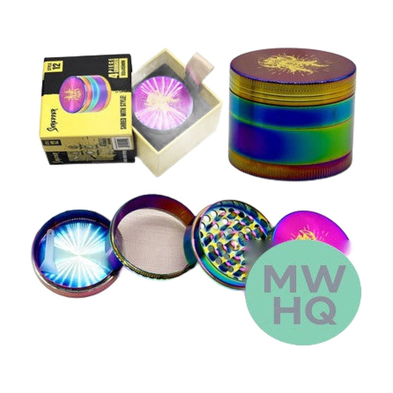 Shredder 4 Piece Medium Grinder - Style 12 - 55mm - 4 Part – Rainbow
