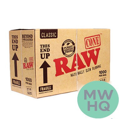 RAW Cone Rolling Papers - Pre-Rolled 1 1/4 Size Cones