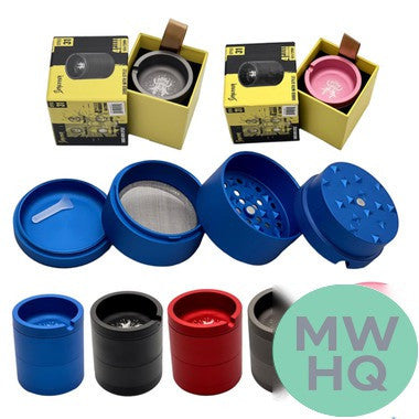 Shredder 4 Piece Large Grinder With Ashtray Top - Style 31 - 63mm - 4 Part - Assorted Colors