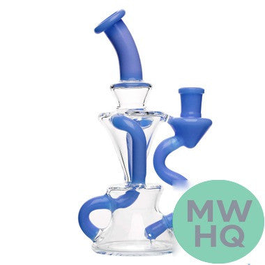 Calibear Premium Twisted Recycler Water Pipe Dab Rig With Color Accented Tubes - 275 Grams - 8 Inches [GB950]