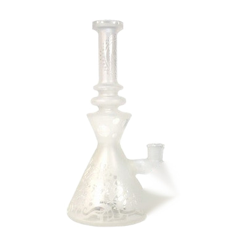 Biigo Glass Frosted Water Pipe Beaker Base With Matrix Perc + Funnel Style Hold + Design & Straight Neck - 605 Grams - 10.65 Inches - Assorted Colors [GT030]