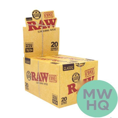 RAW Classic Single Size Pre-Rolled Cones - Pack of 20 Cones