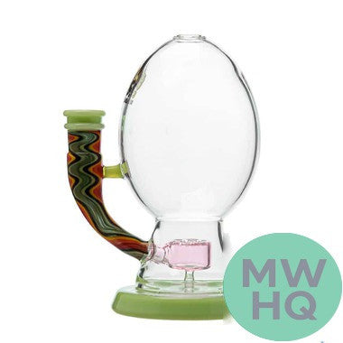Calibear Wig Wag Big Oval Egg Glass Water Pipe Dab Rig With Seed of Life Perc - 330 Grams - 6 Inches [GB128-WW]