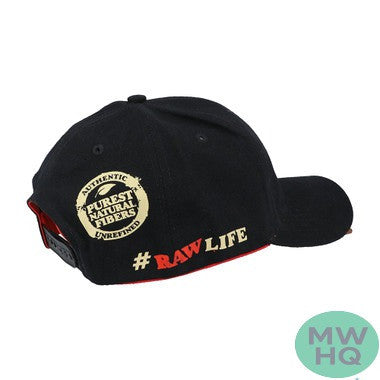 RAW Classic Brim Red On Black Baseball Cap