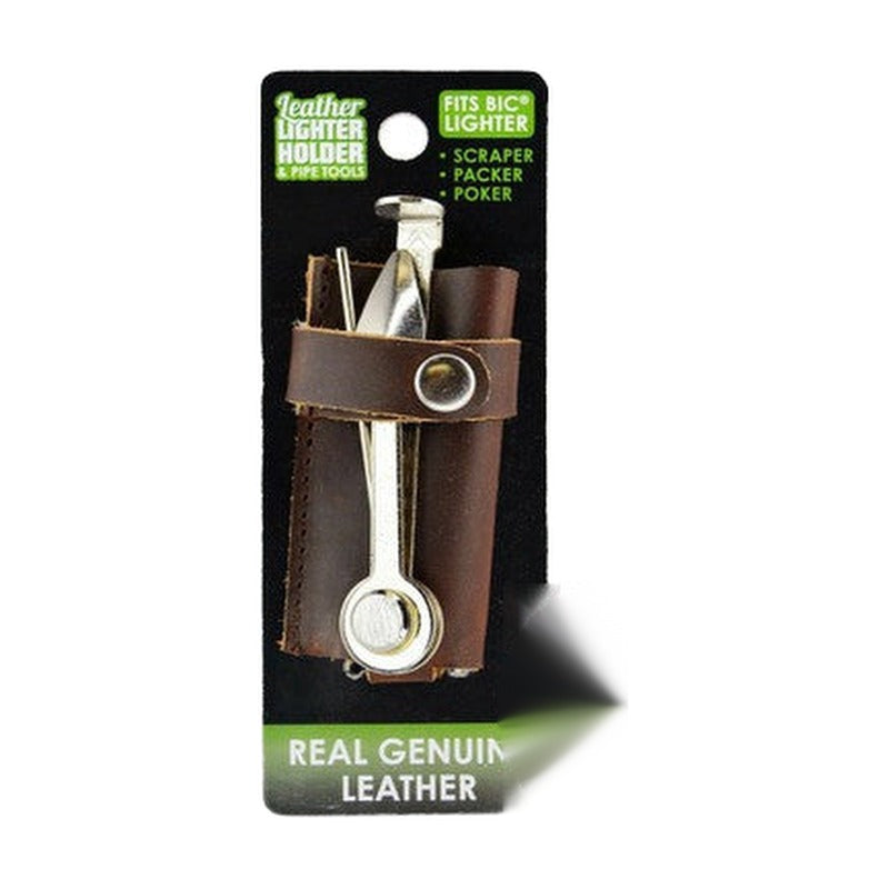 Smokezilla Real Genuine Leather Lighter Holder With Pipe Tools