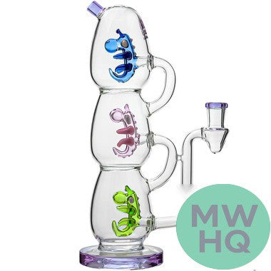 Calibear Triple Yoshi Egg Glass Water Pipe Dab Rig With Thick Base - 500 Grams - 11 Inches [GB540]