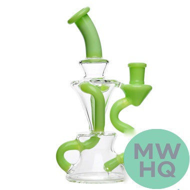 Calibear Premium Twisted Recycler Water Pipe Dab Rig With Color Accented Tubes - 275 Grams - 8 Inches [GB950]