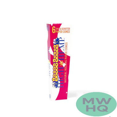 High Hemp 1 1/4 Size Natural Rolling Paper Cones - Pack of 6