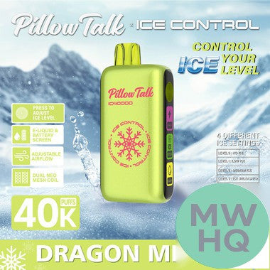 Pillow Talk Ice Control IC40000 Puffs 20ML Disposable Device With Touch To Adjust Ice Level & LED Screen (Texas Compliant)