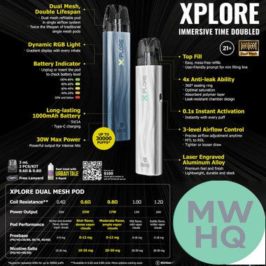 URBAN TALE x LOST MARY Xplore 1000mAh Pod System Starter Kit With 2 x 2ML Refillable Top Fill Pod