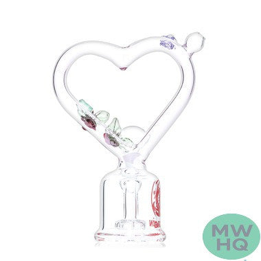 Dragon Glass Floral Heart Compact Water Pipe - 163 Grams - 7 Inches - Assorted Colors [DGE-481]